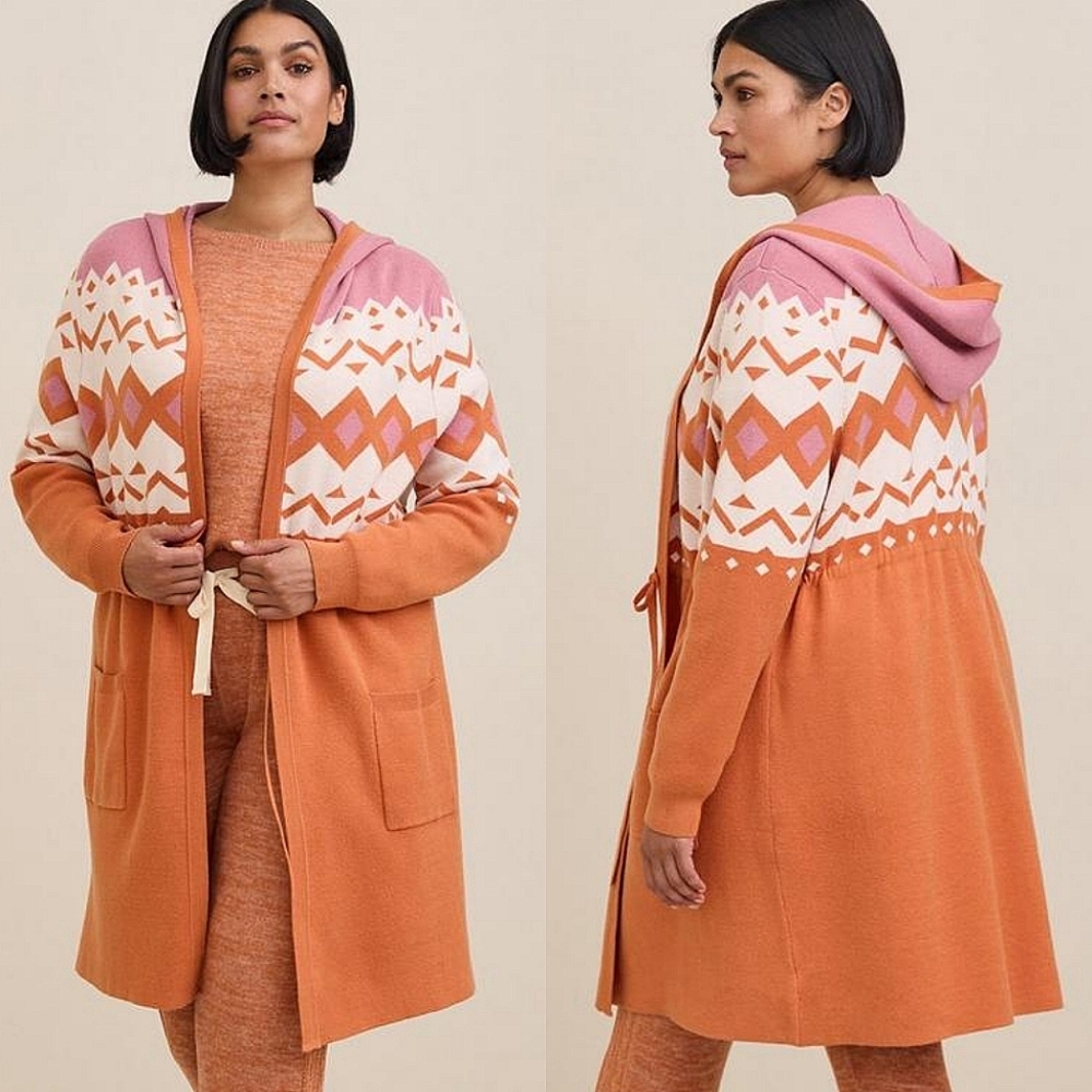 TORRID Plush Anorak Hooded Cinched Waist Tunic Sweater